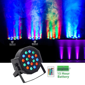 (2) Rockville BATTERY PAR 50 Rechargeable LED DMX DJ Club Wash Up-Lights+Remote