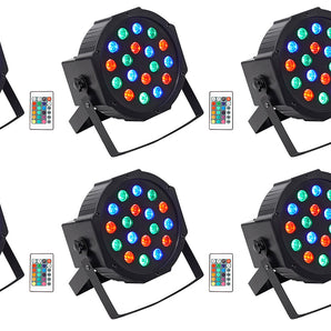(6) Rockville BATTERY PAR 50 Rechargeable LED DMX DJ Club Wash Up-Lights+Remote