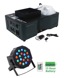 American DJ Fog Fury Jett 700W Vertical Fog Machine w/12 LED+Battery Par Light