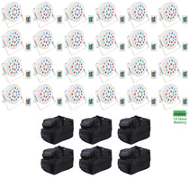 (24) BATTERY PAR 50 White Rechargeable LED DMX DJ Wash Up-Lights + Bags
