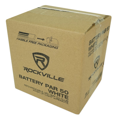 (8) Rockville BATTERY PAR 50 White Rechargeable DMX DJ Wash Lights+Crank Stands