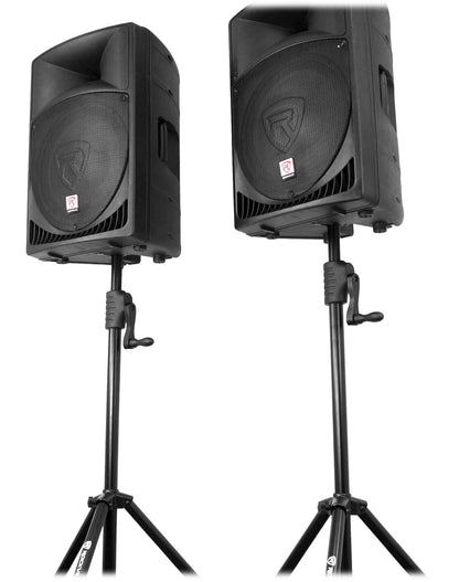 (8) Rockville BATTERY PAR 50 White Rechargeable DMX DJ Wash Lights+Crank Stands