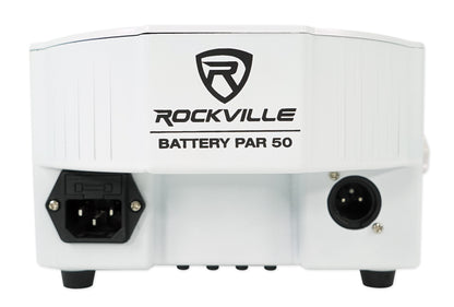 (8) Rockville BATTERY PAR 50 White Rechargeable DMX DJ Wash Lights+Crank Stands