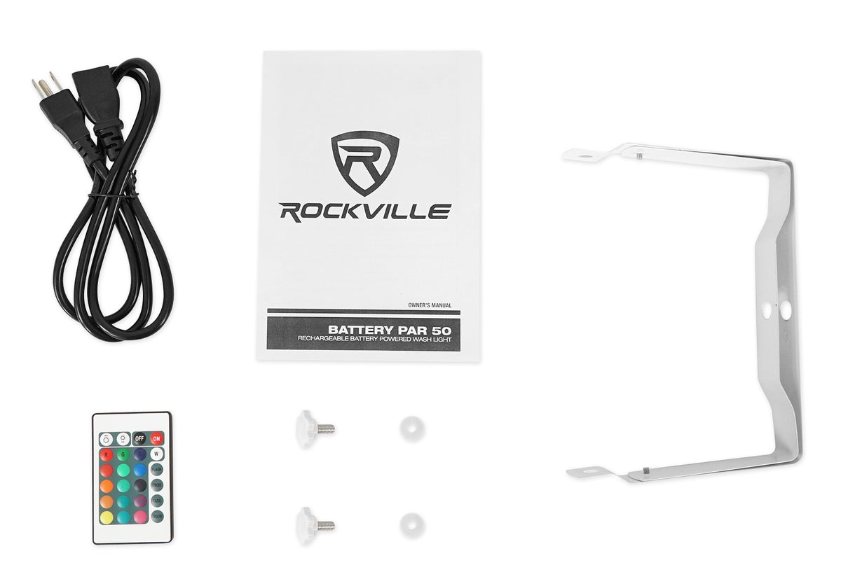 (8) Rockville BATTERY PAR 50 White Rechargeable DMX DJ Wash Lights+Crank Stands