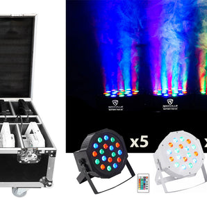 Rockville (5) Black and (5) White Rechargeable Par Can Wash Lights+Charging Case