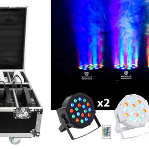 Rockville (2) Black and (8) White Rechargeable Par Can Wash Lights+Charging Case