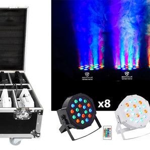 Rockville (8) Black and (2) White Rechargeable Par Can Wash Lights+Charging Case