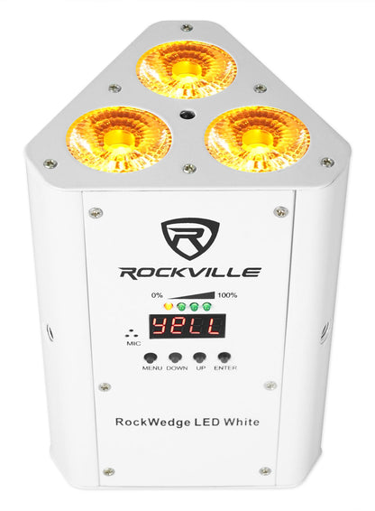 (6) RockWedge LED RGBWA+UV White Wireless DMX Battery Lights+Backpack