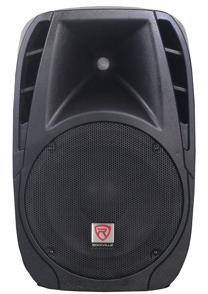 Pair of Rockville Package 12" 1400 Watts Passive DJ PA Speakers+(2) Stands+(2) Mics+Cables
