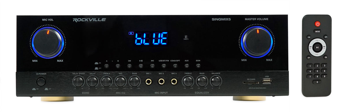 Rockville SINGMIX 5 2000w Bluetooth DJ/Pro/Karaoke/Home Amplifier Mixer Receiver