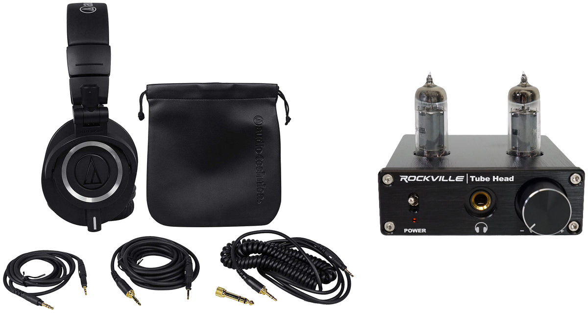 ATH-M50X Over Ear Studio Headphones W/ Case + TubeHead Headphone Amp