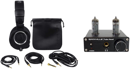 ATH-M50X Over Ear Studio Headphones W/ Case + TubeHead Headphone Amp