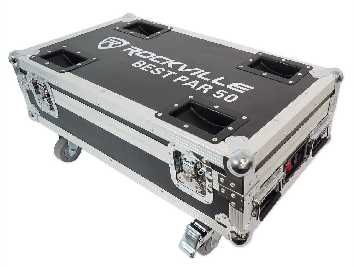 Rockville BEST CHARGE 50 Charging Travel Road Case For (8) BEST PAR 50 Lights