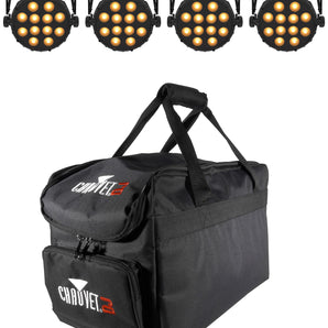 (4) Chauvet DJ SLIMPAR Q12 BT ILS Wireless Par Wash Up-Lights w/ Bluetooth+Bag