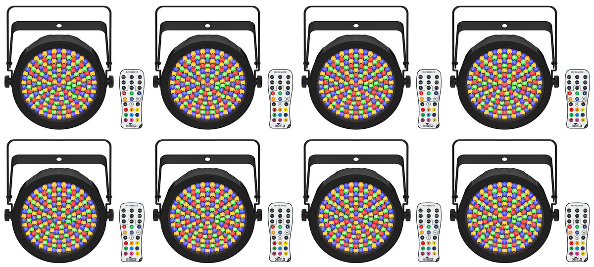 (8) EZPAR 64 RGBA ILS Rechargeable Battery Par Wash Up-Lights