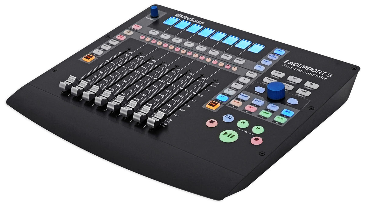 FaderPort 8 DAW Controller + JBL Studio Monitors + Isolation Pads
