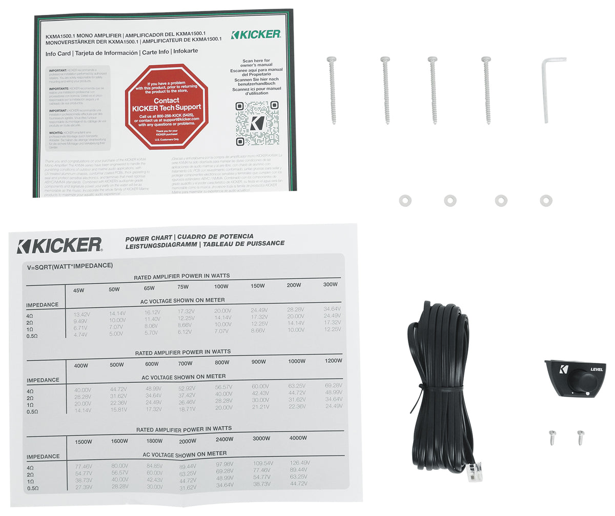 Kicker 51KXMA15001 1500 Watt Marine Mono Amplifier Sub Amp Class D KXMA1500.1
