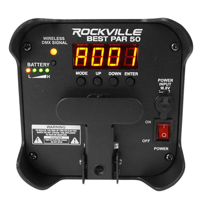 Rockville BEST PAR 50 Rechargeable Par Can Wash Light with Wireless DMX+RGBWA+UV