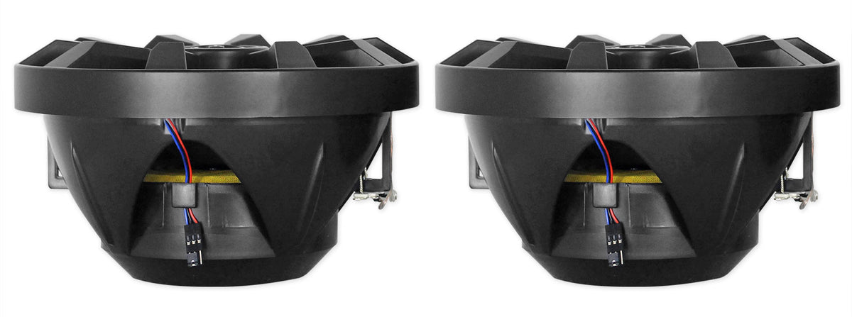 Pair Rockville RKL80MB 8" 900 Watt Black 2-Way Marine Boat Speakers w/LED's