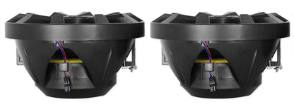 Pair Rockville RKL80MB 8" 900 Watt Black 2-Way Marine Boat Speakers w/LED's
