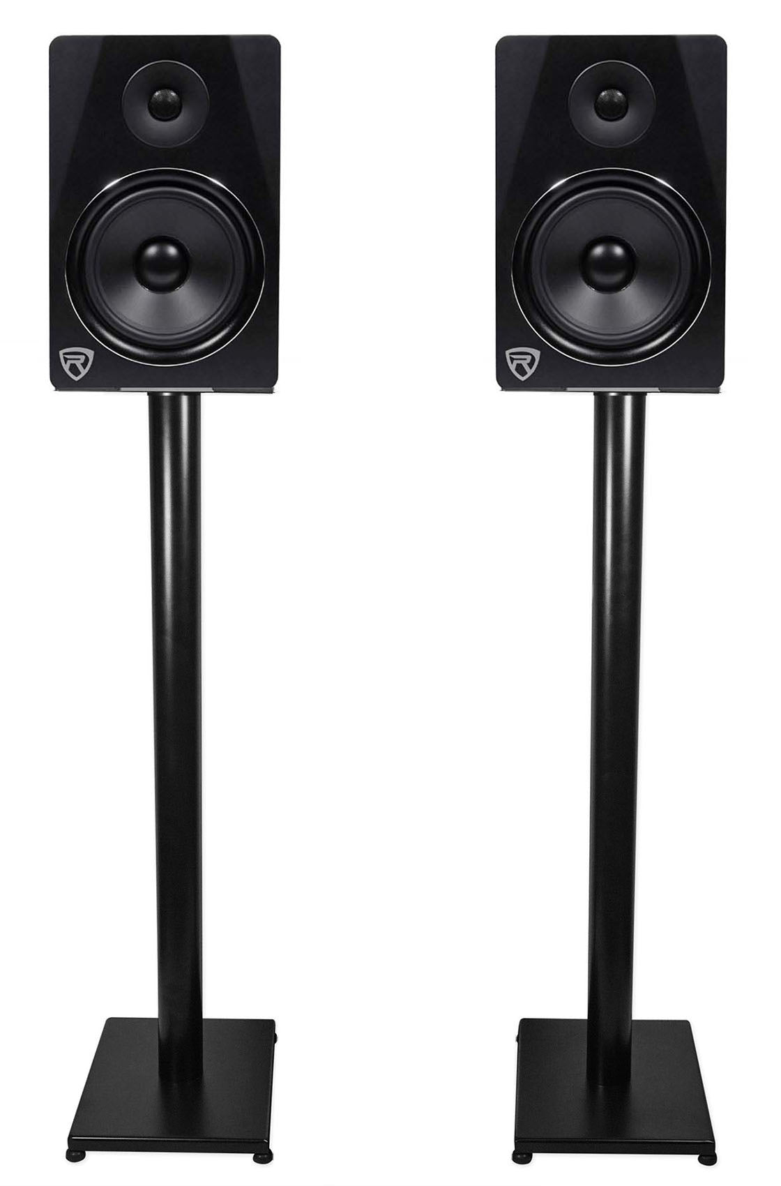 Pair Rockville RS37B 37" Steel Bookshelf Speaker / Studio Monitor Stands in Black