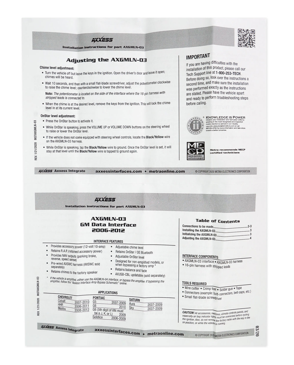 AXXESS by Metra AXGMLN-03 Interface Harness Axxess for 2006-07 HHR/Solstice/Sky