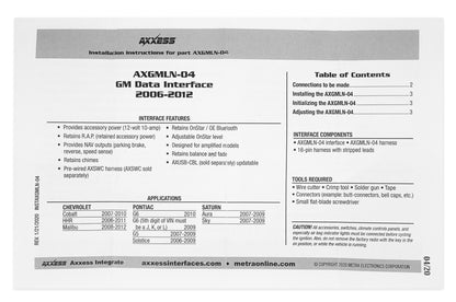 AXXESS by Metra AXGMLN-04 Radio Interface adaptor for 2006-2007 GM/Chevy/GMC