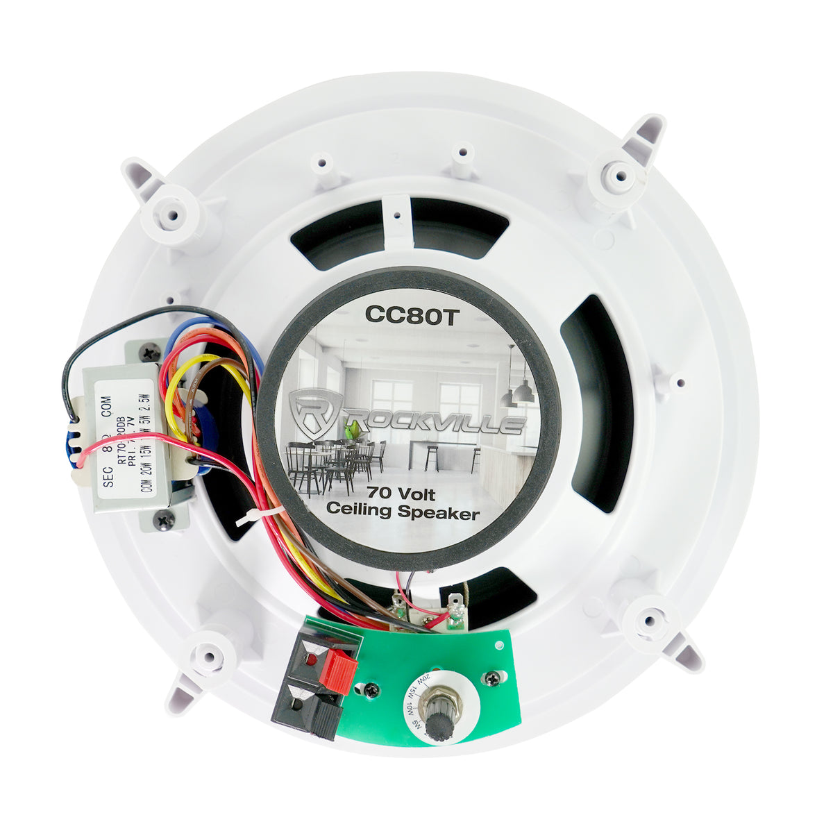 2 Rockville CC80T White 8" Commercial 70v Ceiling Speakers For Restaurant\Bar