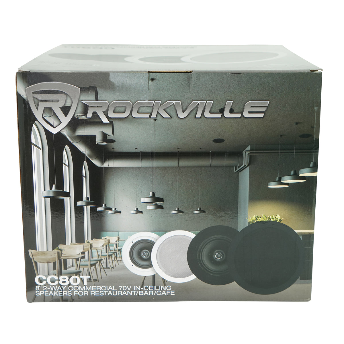 2 Rockville CC80T White 8" Commercial 70v Ceiling Speakers For Restaurant\Bar