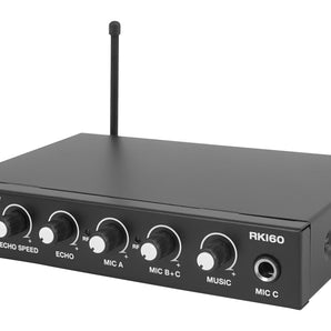 Rockville RKI60 Dual UHF 8 Chan Wireless Microphone Karaoke Interface and Mic Mixer