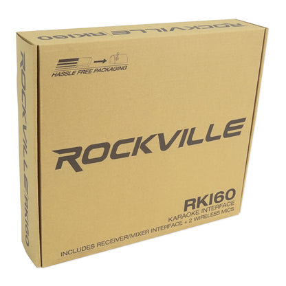 Rockville RKI60 Dual UHF 8 Chan Wireless Microphone Karaoke Interface and Mic Mixer