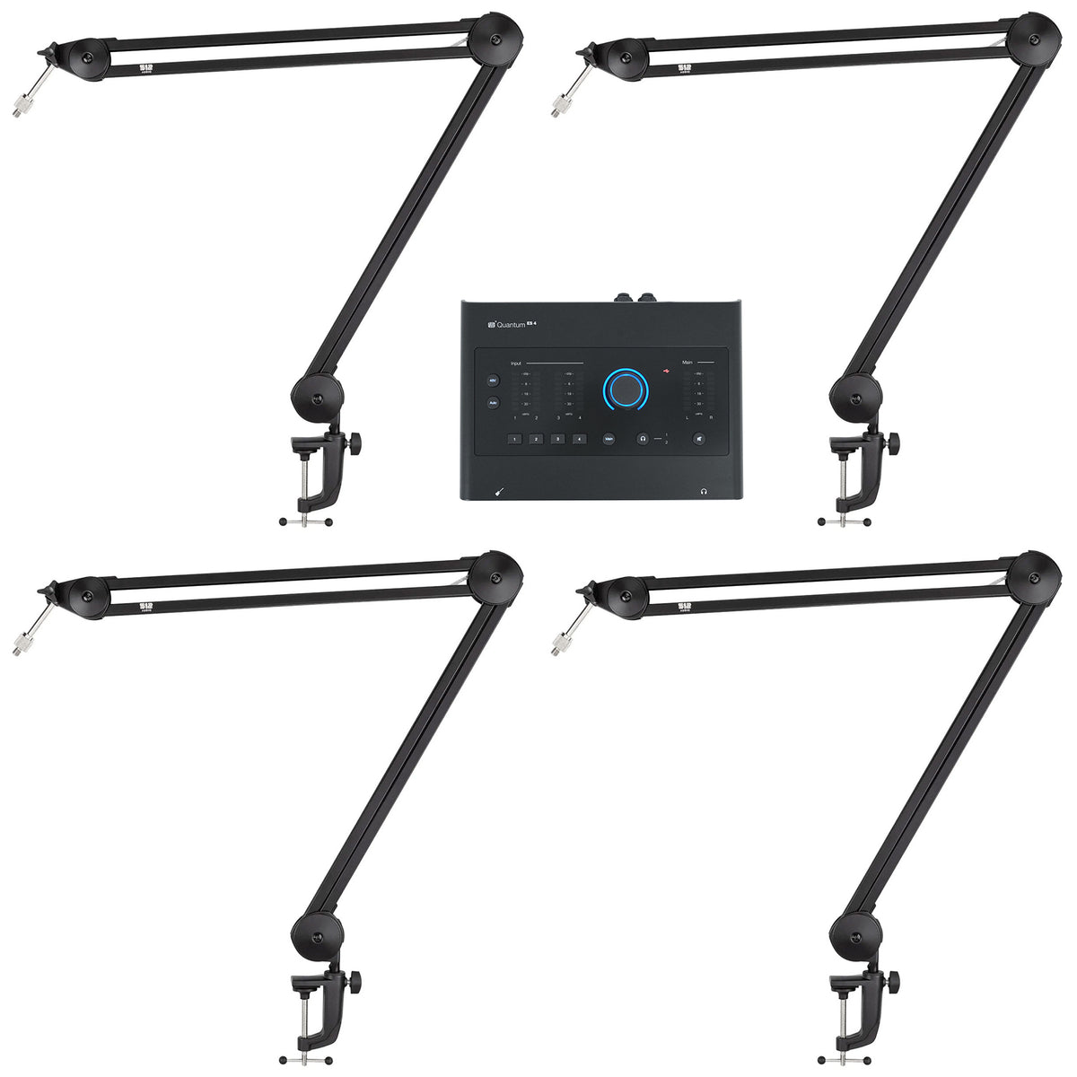Quantum ES4 Recording Interface + (4) Broadcast Boom Arms