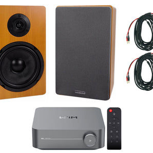 (2) Rockville RockShelf 68C 360w 6.5" Wood Bookshelf Speakers+Wifi Amp Receiver