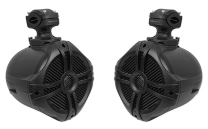 Pair Rockville RWB70B Black 6.5" 250w Marine Wakeboard 360° Swivel Tower Speakers
