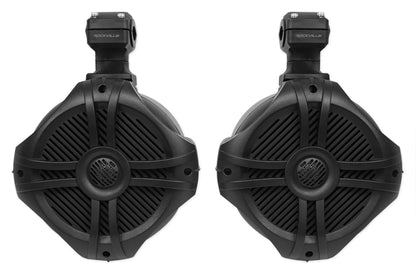 Pair Rockville RWB70B Black 6.5" 250w Marine Wakeboard 360° Swivel Tower Speakers