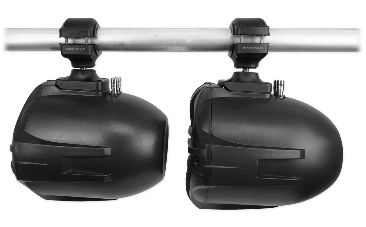 Pair Rockville RWB70B Black 6.5" 250w Marine Wakeboard 360° Swivel Tower Speakers