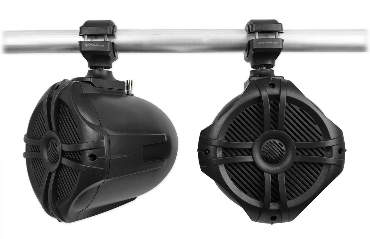 Pair Rockville RWB70B Black 6.5" 250w Marine Wakeboard 360° Swivel Tower Speakers
