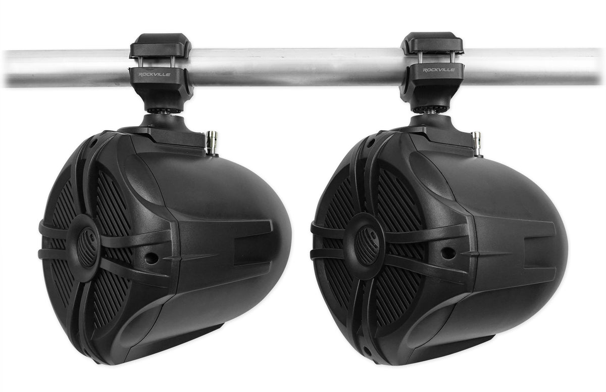 Pair Rockville RWB70B Black 6.5" 250w Marine Wakeboard 360° Swivel Tower Speakers