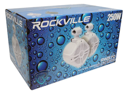 Pair Rockville RWB70B Black 6.5" 250w Marine Wakeboard 360° Swivel Tower Speakers