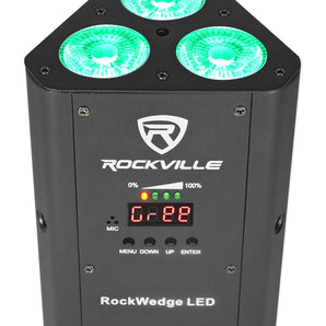 12) Rockville RockWedge LED Battery Lights+384 Channel Wireless DMX Controller
