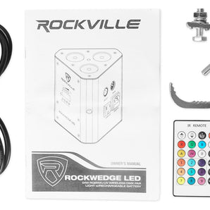 (8) Rockville RockWedge White LED Battery Lights+384 Ch. Wireless DMX Controller