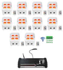 10 BEST PAR 50 White Battery Wash Lights + 384-Channel Wireless DMX Controller