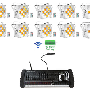 10 Rockville BEST PAR 60 Battery Wash Lights Wireless DMX+384 Channel Controller