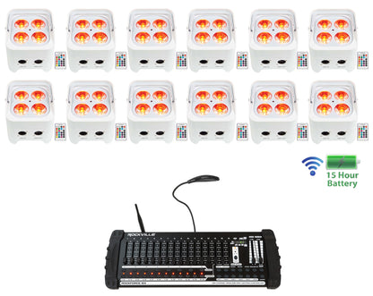 BEST PAR 50 White 12-Pack + ROCKFORCE W4 Controller Bundle