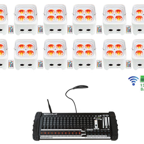12 Rockville BEST PAR 50 Battery Wash Lights Wireless DMX+384 Channel Controller
