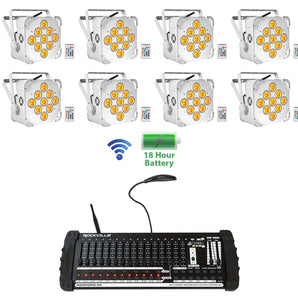 12 Rockville BEST PAR 60 Battery Wash Lights Wireless DMX+384 Channel Controller