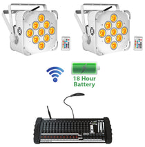 (2) BEST PAR 60 Battery Wash Lights Wireless DMX+384 Channel Controller