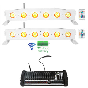 (2) Rockville BEST STRIP 60 White Light Bars+384 Ch. Wireless DMX Controller