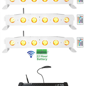 (3) Rockville BEST STRIP 60 White Light Bars+384 Ch. Wireless DMX Controller