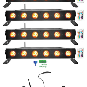 (4) Rockville BEST STRIP 60 Battery Light Bars+384 Ch. Wireless DMX Controller